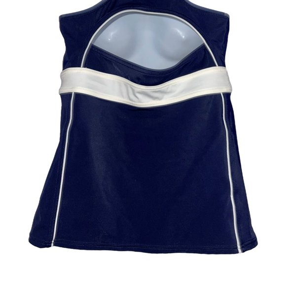 Lands End Womens Tankini Top 10 Solid Color Navy Blue Padded Wire Free Bra - Picture 8 of 9